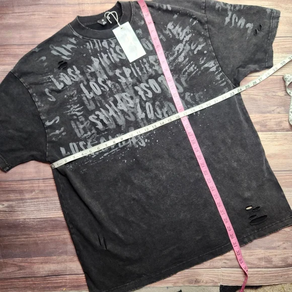 OVDY Black Distressed Grunge Graphic T-Shirt - Picture 4 of 10